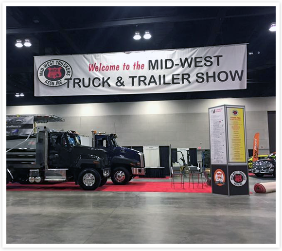 Picture of a truck and trailer at the Midwest Truck Show in Peoria Illinois